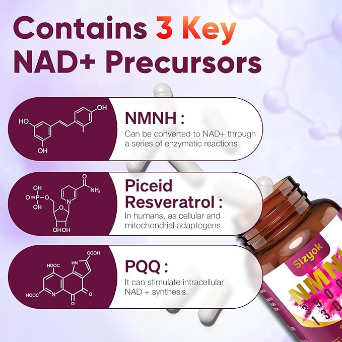11-in-1 NMNH (Dihydronicotinamide Mononucleotide), 600mg per Serving, NAD+ Supplement with Resveratrol, CoQ10 to Support NAD+ Levels, NMNH Supplement for Anti-Aging, 60 Count, 30 Day Supply