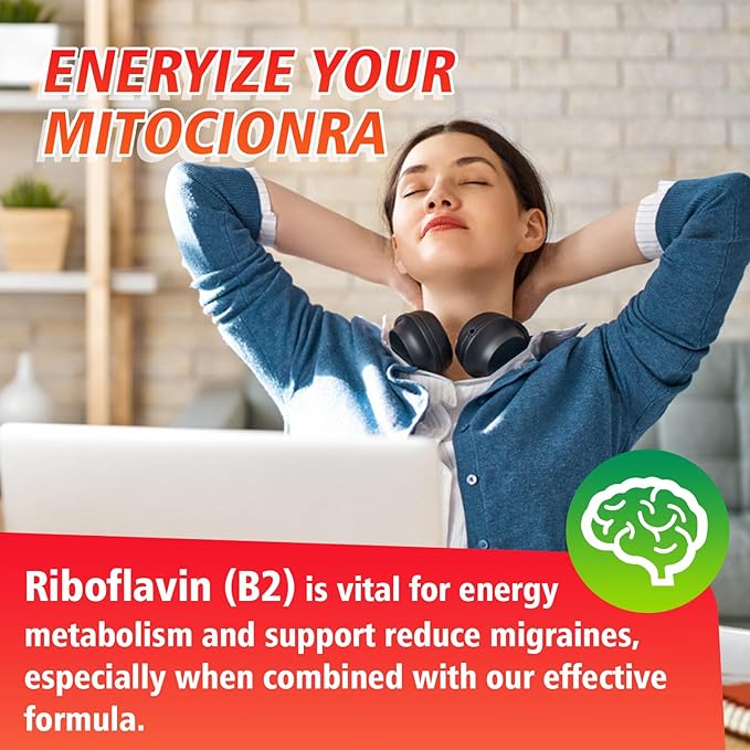 2 Pack Vitamin B2 Gummies, Riboflavin 400mg with Magnesium for Kids & Adults, Migraine Relief & Energy Support, Strawberry Flavor, 120 Count