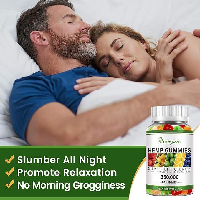 Hemp Gummies 2 Packs for Sleep,Anxiety,Pain High Potency Pure Organic Hemp Supplement - with Natural Hemp Oil Extract Gummy Edibles Vegan, Non-GMO