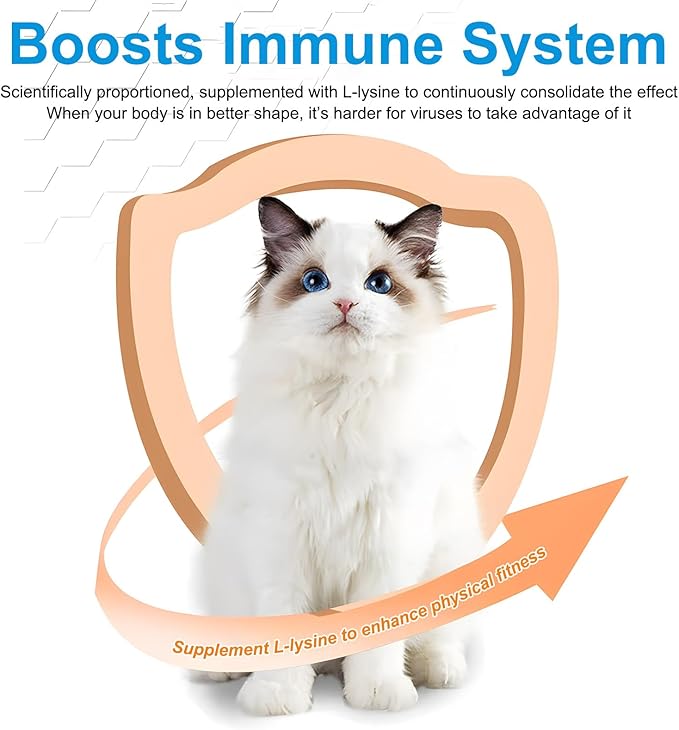 L-Lysine Powder for Cats, 120g Lysine Powder Supports Cats Immune System, Respiratory Health & Visual Function – Lysine Powder Improve Cats Eye Discharge, Pets Health Supplies, Salmon Flavor - 4.23oz