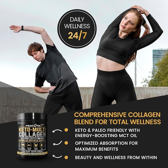Keto Multi Collagen Peptides 16.2 oz - Bone Broth Protein Powder, 5 Types Hydrolyzed Collagen, MCT Oil, Biotin & Electrolytes for Joint, Skin, Hair & Gut Health, Unflavored Protein Powder