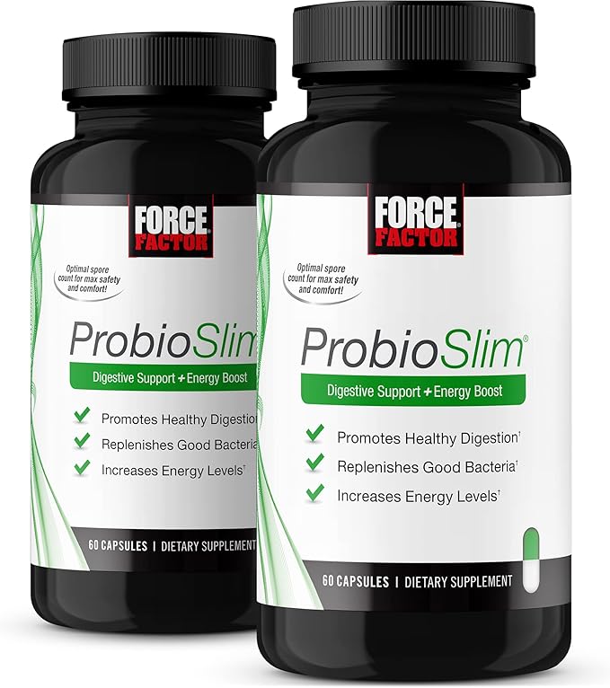 Force Factor ProbioSlim Probiotic Supplement for Women and Men with Probiotics and Green Tea Extract, Reduce Gas, Bloating, Constipation, Support Digestive and Gut Health, 120 Capsules (2-Pack)