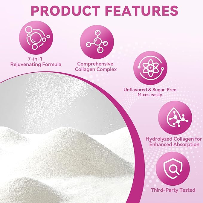 Multi Collagen Peptides Powder, 16 Oz - Protein Supplement, Type I, II, III, V, X with Hyaluronic Acid, Vitamin C and Biotin, Unflavored, Easily Mixes in Drinks(Packaging May Vary)