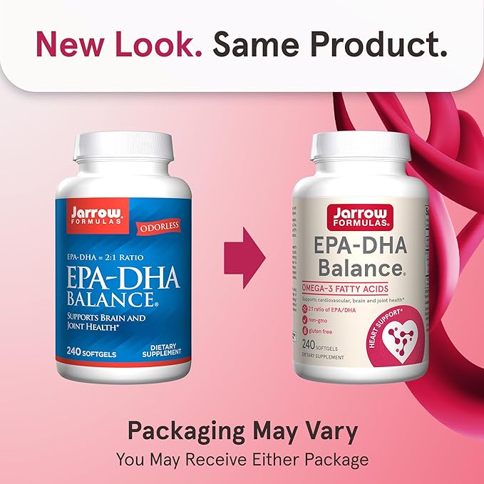 Jarrow Formulas EPA-DHA Balance, 1,200 mg Omega-3 Fatty Acids for Cardiovascular Support, 240 Softgels, 120 Day Supply