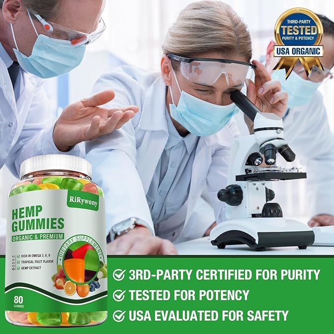 Hemp Gummies (3 Packs), High Potency Edible Gummies Extra Strength Sleep, Pain, Anxiety Organic Hemp Oil Extract Vegan Bear Gummy - 240 Counts Candy