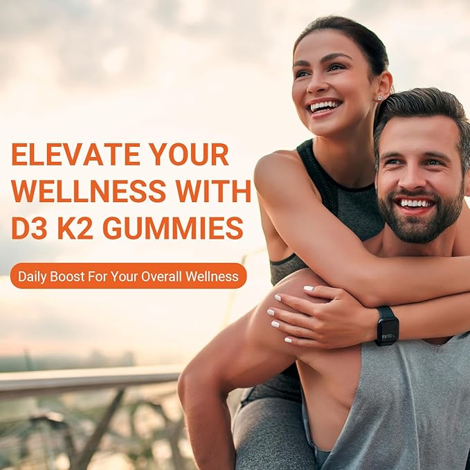Vitamin D3 K2 Gummies, Vitamin D3 10000 IU & K2 (MK-7) 200 mcg - D3 K2 Supplement with Omega 3, Calcium, Magnesium for Bone Muscle Teeth Immune