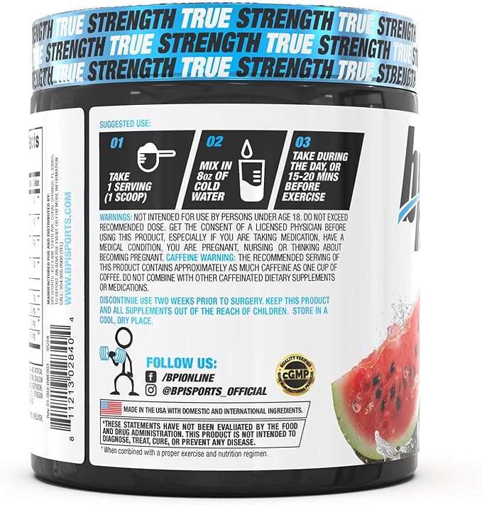 BPI Sports Best BCAA with Energy - Healthy BCAA Powder - Improved Performance - Lean Muscle Building - Accelerated Recovery - Proprietary Energy Blend - Watermelon Ice - 25 Servings - 8.8 oz.