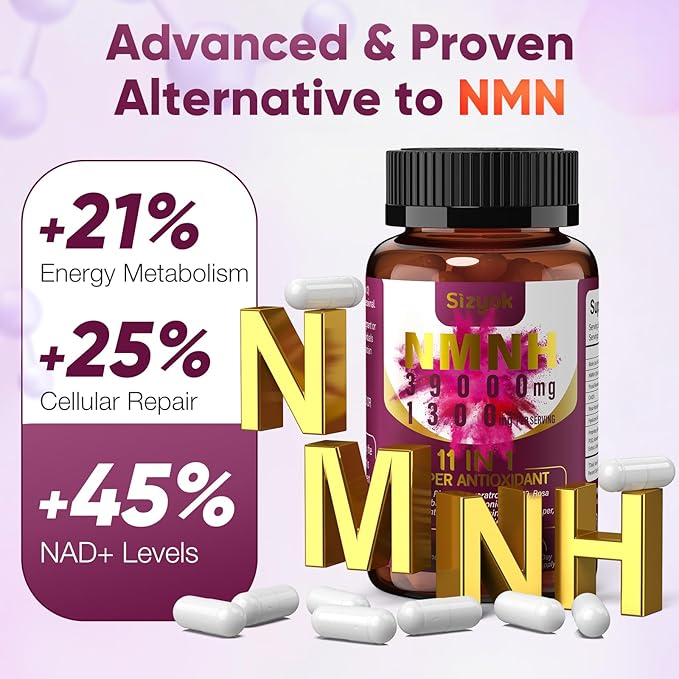 11-in-1 NMNH (Dihydronicotinamide Mononucleotide), 600mg per Serving, NAD+ Supplement with Resveratrol, CoQ10 to Support NAD+ Levels, NMNH Supplement for Anti-Aging, 60 Count, 30 Day Supply