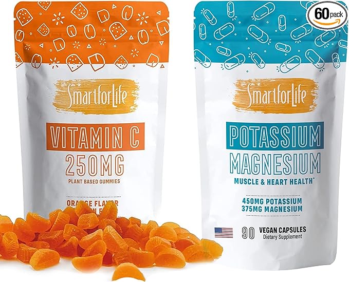 SMART FOR LIFE - Vitamin C Gummies & Potassium Magnesium Supplement - 60 Vitamin C Plant Baed Vegan Gummies