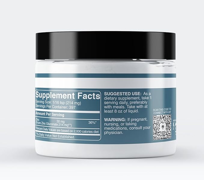 Earthborn Elements Zinc Gluconate 3 oz, Always Pure, No Fillers Or Additives