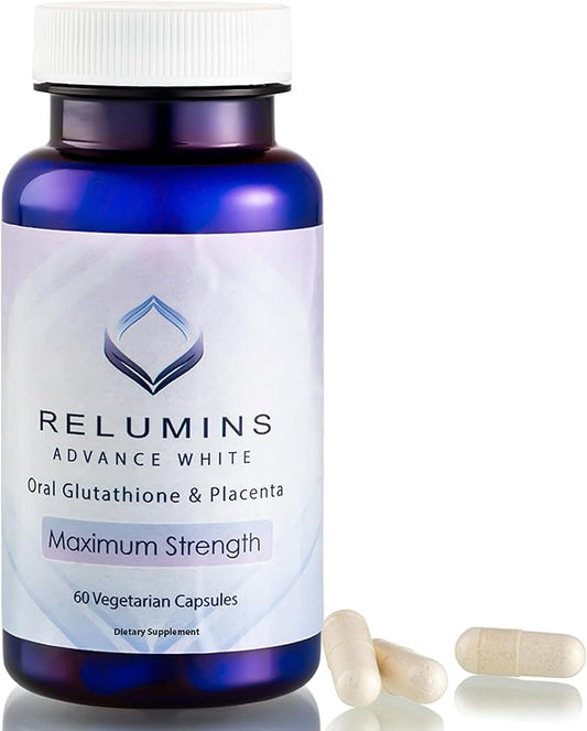 Relumins Advanced White Oral Glutathione Brightening Formula Capsules- Max Strength New with Rose HIPS - 60 Capsules