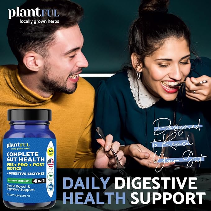 4-in-1 Pre Post Probiotics & Digestive Enzymes - Complete Gut Health & Digestive Support for Women & Men - Prebiotic Probiotic & Postbiotic Gas & Bloating Relief – 60 Non GMO Capsules