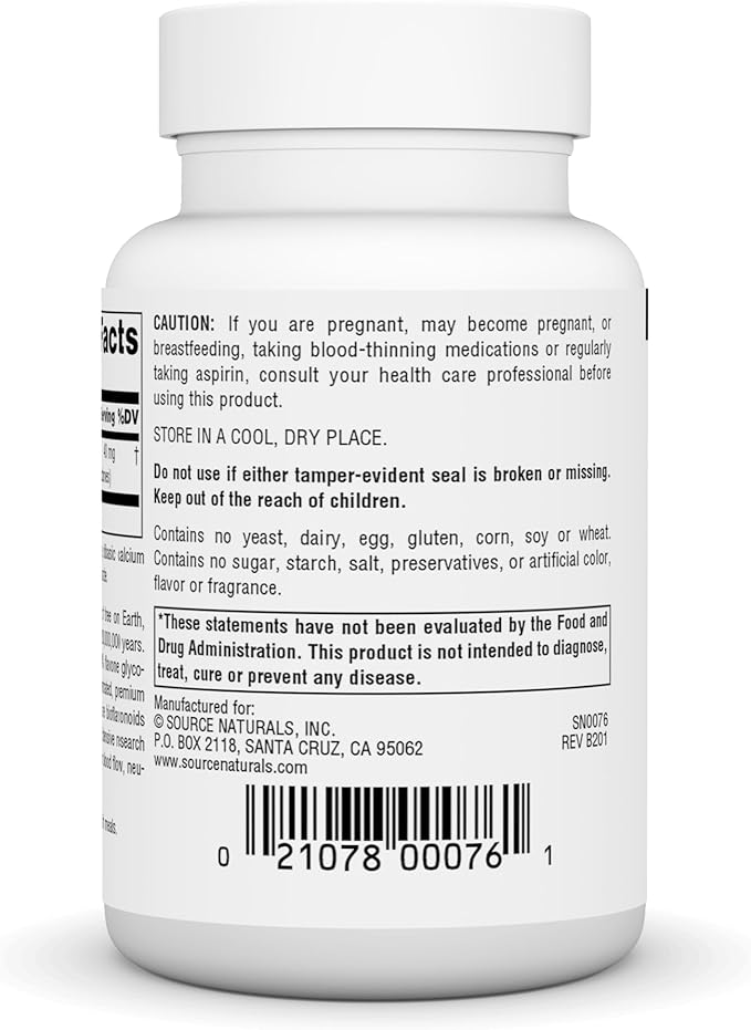 Source Naturals Ginkgo-24 - Ginkgo Biloba Extract Supports Mental Acuity* - 40 mg, 120 Tablets