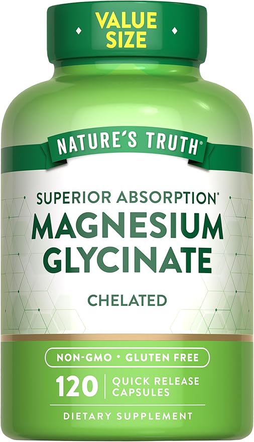 Nature's Truth Magnesium Glycinate 200mg | 120 Capsules | High Absorption Chelated Magnesium | Non-GMO & Gluten Free Mineral Supplement