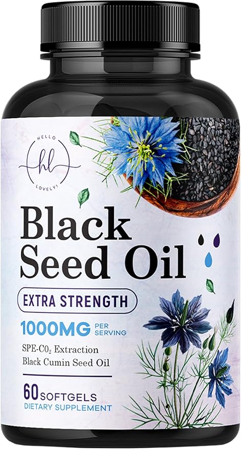 Premium Blackseed Oil 1000mg - Pure Nigella Sativa Black Seed with Thymoquinone (Non-GMO & Vegan) for Skin & Immune Support, Best Extraction Above Cold Pressed, Black Cumin Seed Oil - 60 Softgels