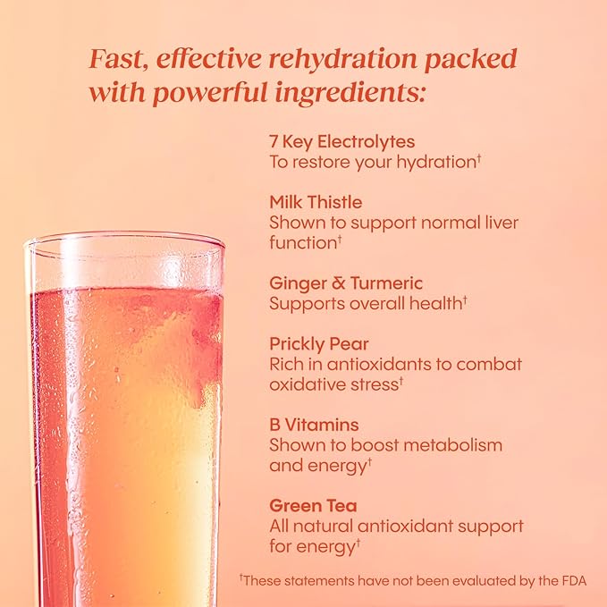 Hydralyte Liver Support + Electrolyte Mix with Milk Thistle, Turmeric, Ginger, Prickly Pear, Green Tea Extract Formulated for Rapid Rehydration, (Blood Orange Ginger, 40 Serve Tub)