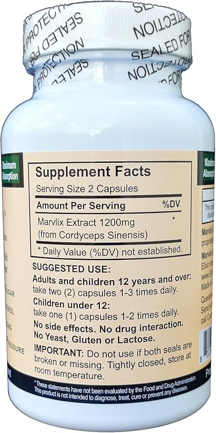 with Cordyceps Sinensis Mushroom, Supports Heart, Lungs, Kidneys, Liver - Pure, Potent and Bioavailable - 120 Capsules