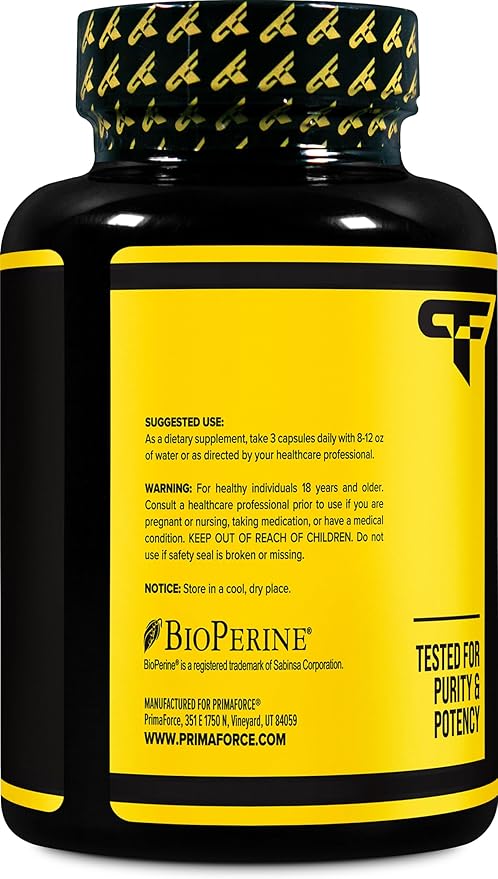 Primaforce Turmeric with Bioperine 120 Capsules, 2300 mg Per Serving - Dietary Supplement, 40 Servings