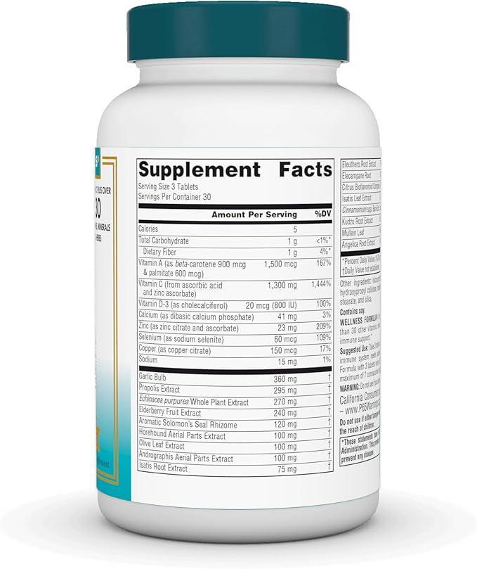 Source Naturals Wellness Formula Bio-Aligned Vitamins & Herbal Defense - Immune System Support Supplement & Immunity Booster* - 90 Count