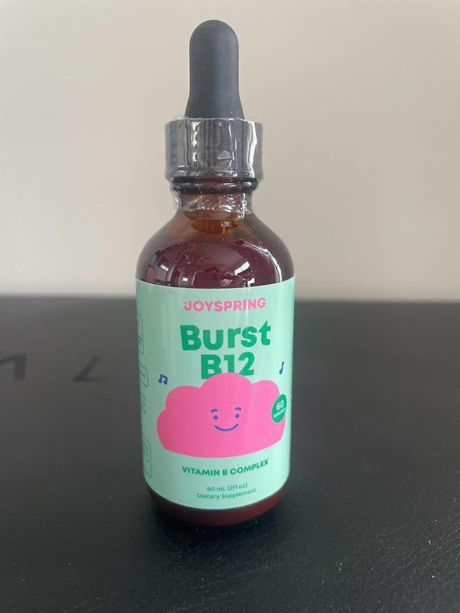 JoySpring Burst B12 Drops - Vitamin B Complex for Kids (2 fl oz) B2, B6, B5 + Methylcobalamin B12 Children Supplement to Support Healthy Growth & Development, Vegan B12, Ages 2-16+ | 60 Servings