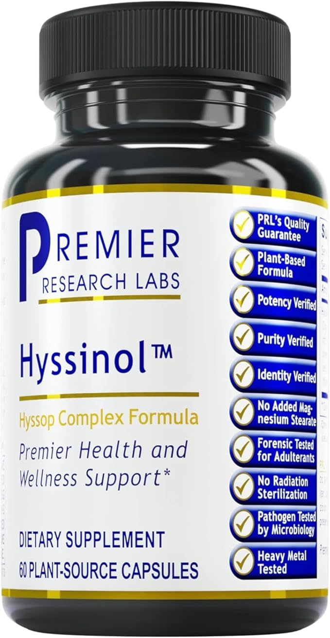 Premier Research Labs Hyssinol - Hyssop Herb, Hyssop Capsules, Organic Hyssop Dry Herb, Dietary Supplement with Green Tea, Antioxidant Support - 60 Vegetarian Capsules