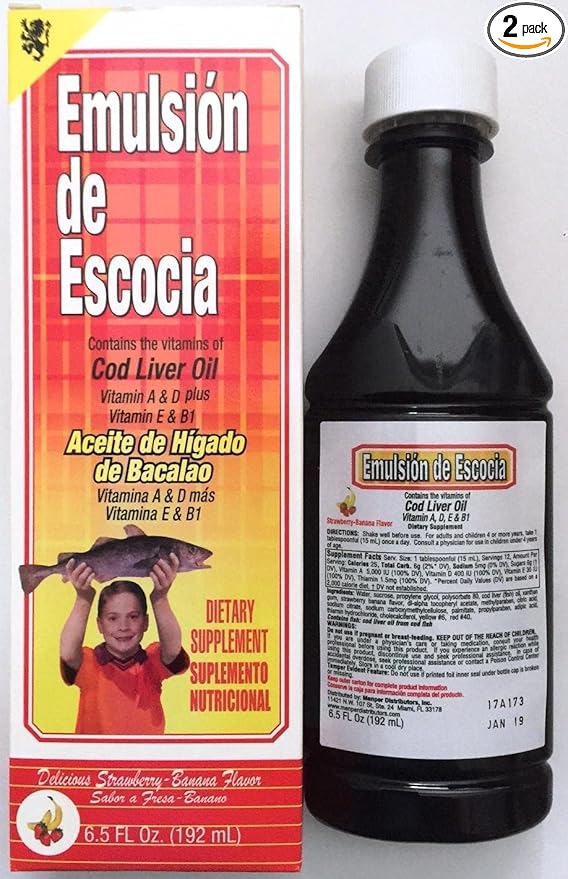 Emulsion De Escocia Strawberry/Banana 6.5 Oz. Cod Liver Oil 2-Pack