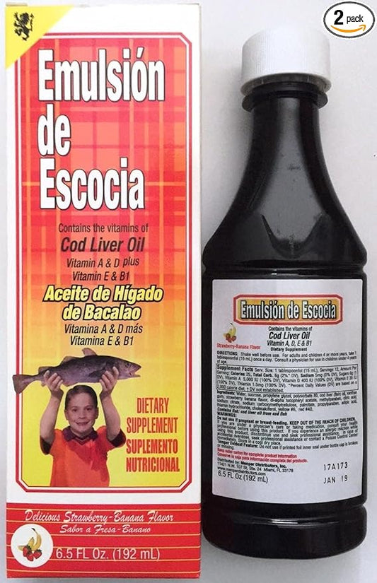 Emulsion De Escocia Strawberry/Banana 6.5 Oz. Cod Liver Oil 2-Pack