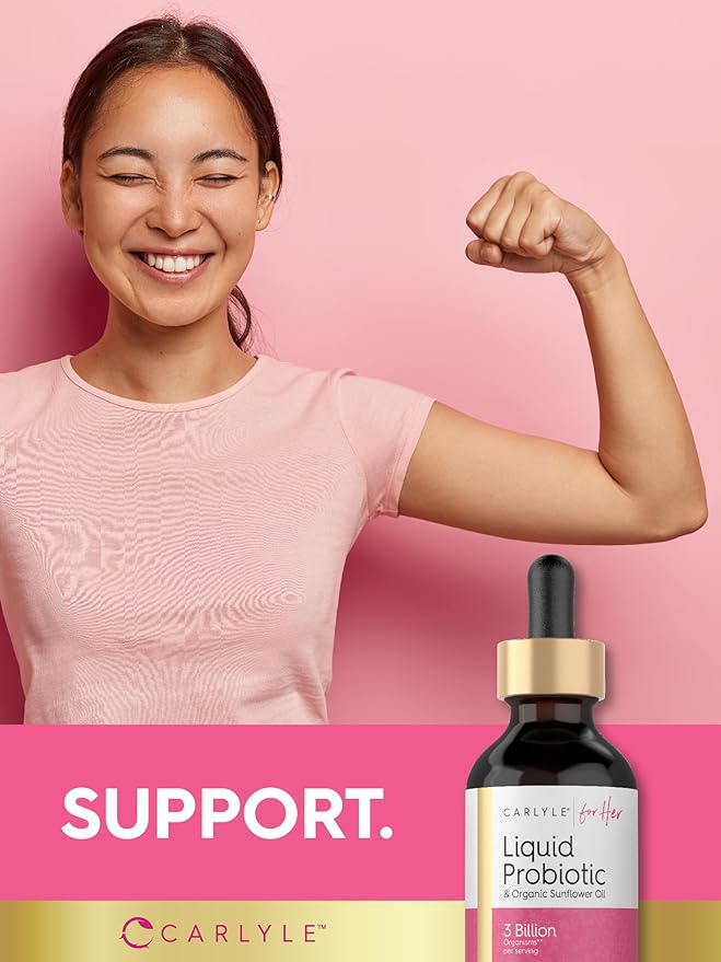 Carlyle Liquid Probiotic for Women | 2 fl oz | with Organic Sunflower Oil | 3 Billion Active Organisms | Dietary Supplement for Her