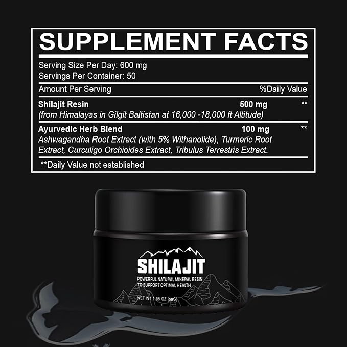Shilajit Pure Himalayan - 50 Grams Natural Organic Shilajit Resin,Golden Grade Shilajit Supplement for Men and Women with 80+ Trace Minerals & Fulvic Acid for Energy, Immune Support