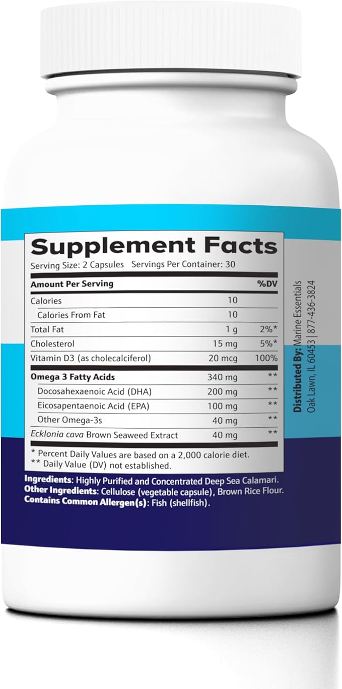 Marine Essentials- Marine D3 Omega 3 Calamari Ecklonia Cava DHA (60 Capsules)