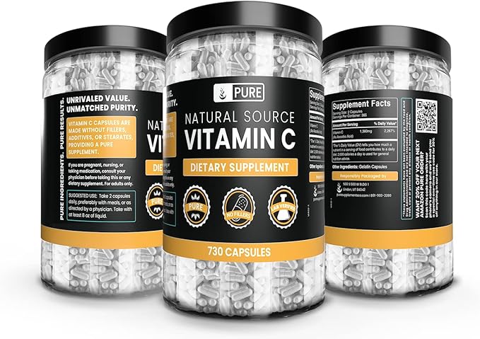 Pure Original Ingredients Vitamin C (730 Capsules) No Magnesium Or Rice Fillers, Always Pure, Lab Verified