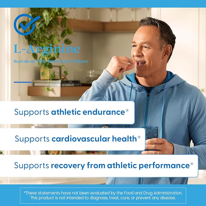 Doctor's Best Sustained Plus Immediate Release L-Arginine, Non-GMO, Vegan, Gluten & Soy Free, 500 mg, Tablet, 120 Count
