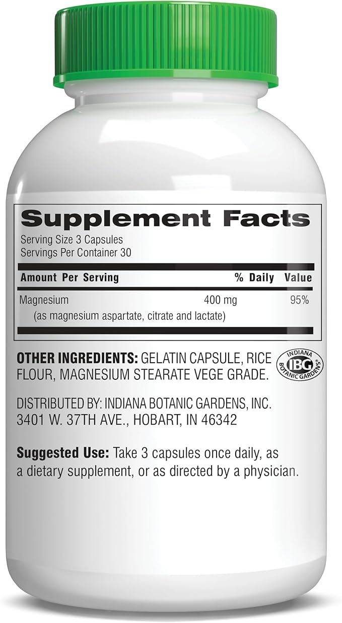 Botanic Choice Triple Magnesium Advantage - Magnesium Aspartate Citrate & Lactate Complex Supplement for Nerve, Digestive, Muscular & Heart Health for Men & Women (90 Capsules)