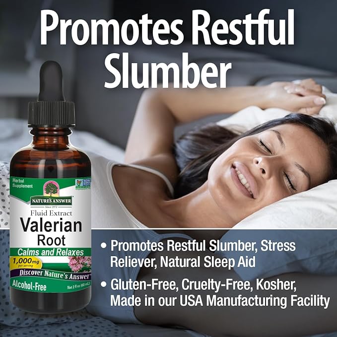 Nature's Answer Valerian Root 2 Ounce Extract - Alcohol-Free, Gluten Free, Kosher, Non-GMO, Made in USA - Calming & Relaxation Support - Valerian Root for Sleep, Rest Aid