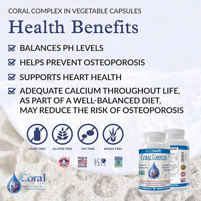 Coral Complex 3 - Coral Calcium 900 mg with Vitamin D3 1200 IU and Magnesium168 mg - 90 Vegetarian Capsules