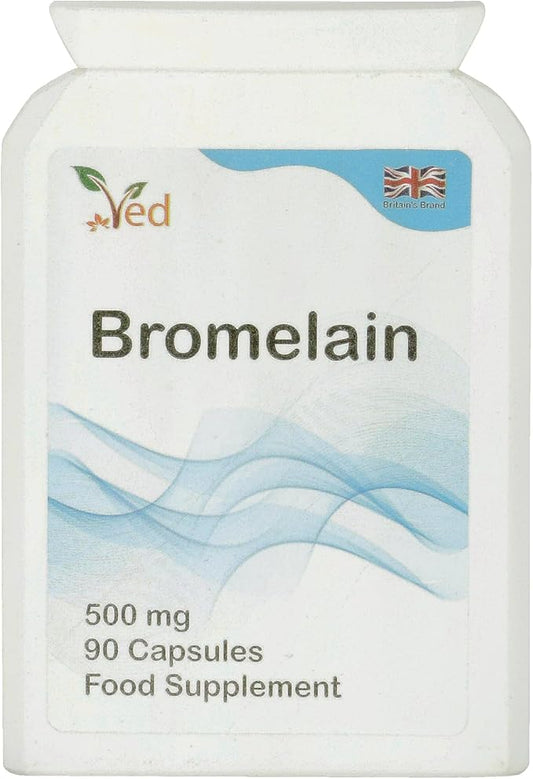 Ved Bromelain Capsule High Strength 3000 GDU/g 500mg per Capsule, Naturally Derived from Pineapple, Vegan Capsule, 90 Capsule(3 Months Supply)