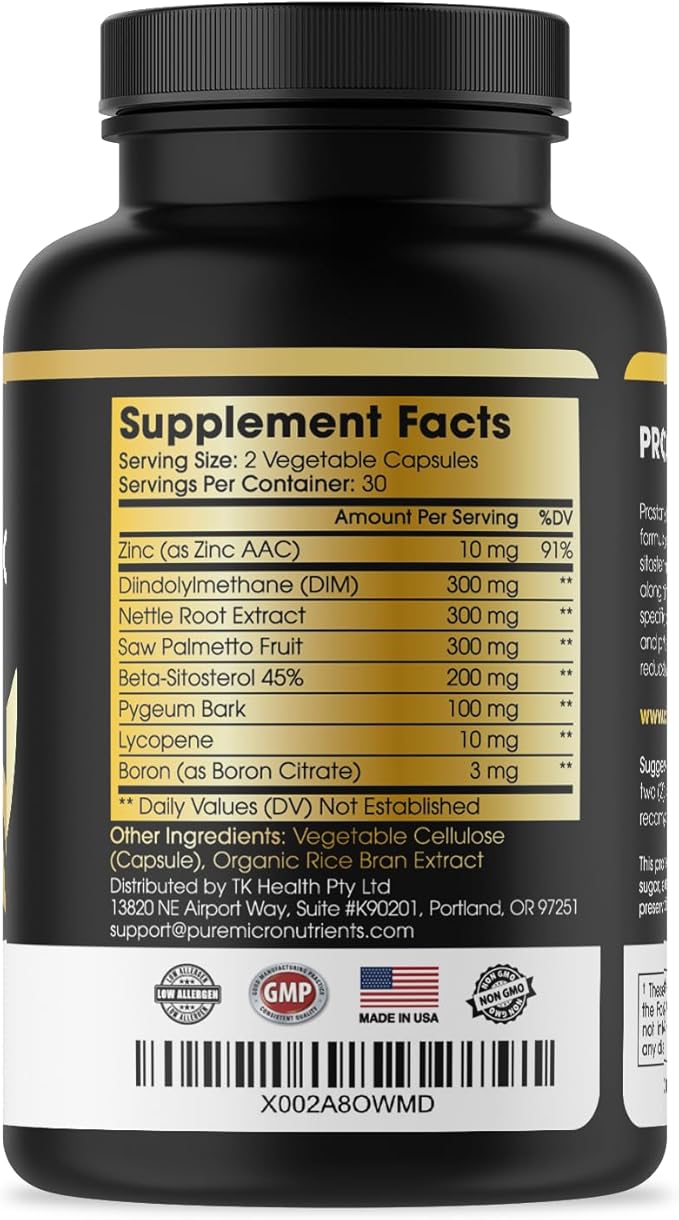Pure Micronutrients Advanced Prostate Health Supplement - Saw Palmetto, Beta-Sitosterol, Stinging Nettle Root, & Lycopene - for Bladder Control & Urinary Support Supplements for Men