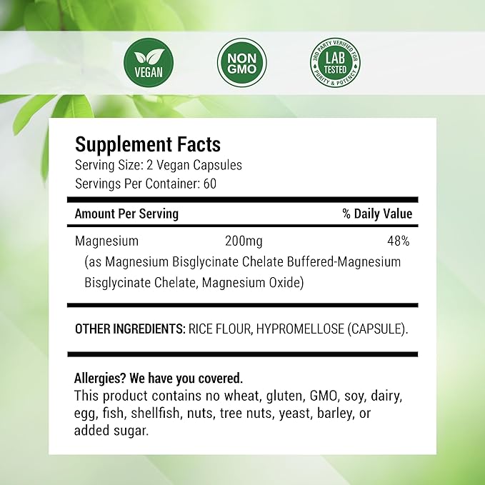 Nested Naturals Magnesium Glycinate Chelate - 200mg Chelated Magnesium Supplement for Muscle Cramps, Relaxation, & Sleep Support - 100% Albion TRACCS Buffered Magnesium Glycinate - 240 Vegan Capsules