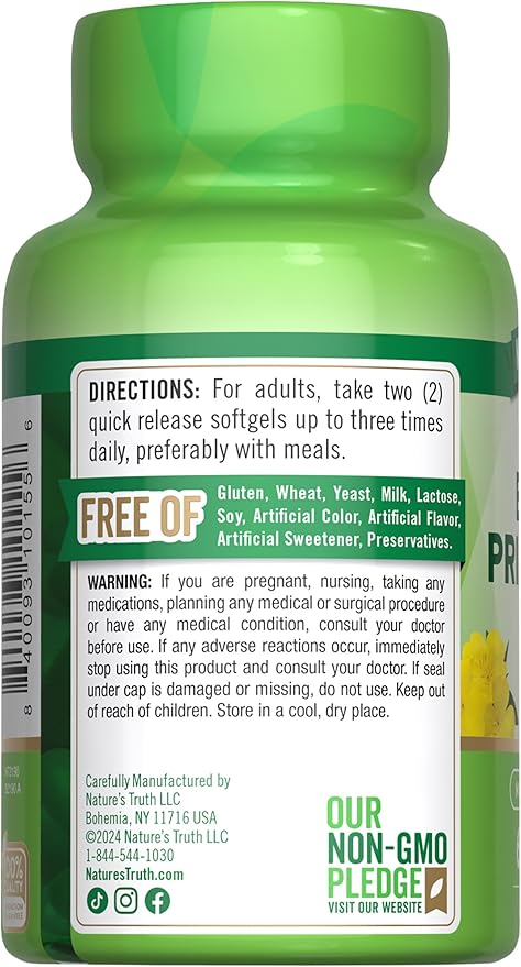 Nature's Truth Evening Primrose Oil Softgels | Cold Pressed | Non-GMO & Gluten Free Supplement