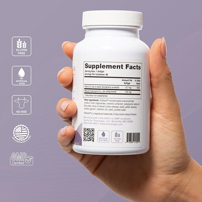 Theralogix NeoQ10 Coenzyme Q10 Supplement - Heart Health & Fertility Support - CoQ10 Fertility Supplement for Men & Women* - NSF Certified - 90 Softgels (90-Day Supply)