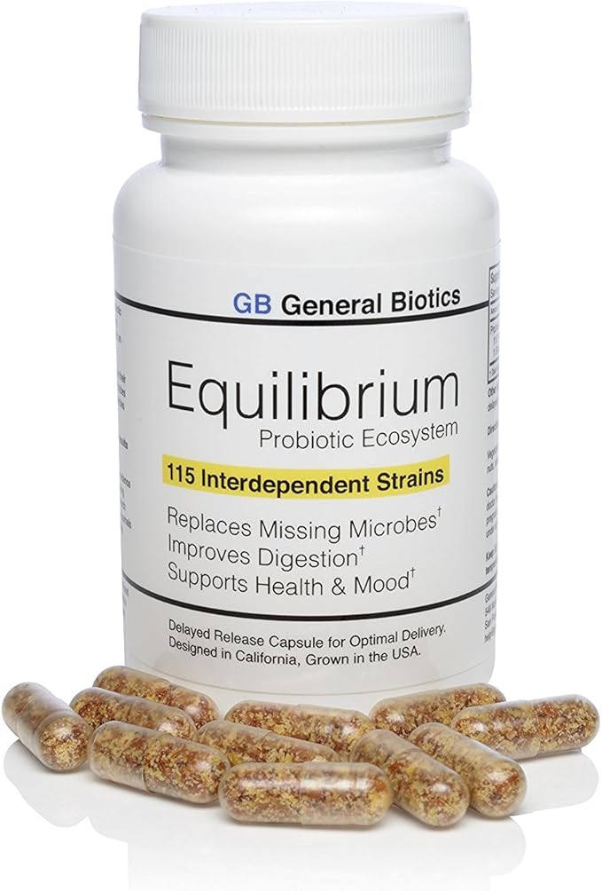 Equilibrium Probiotic Supplement with Prebiotic - Daily Time Release - 60 Effective Easy to Swallow Capsules - Highest Strain Count in The World - 2 Bottles