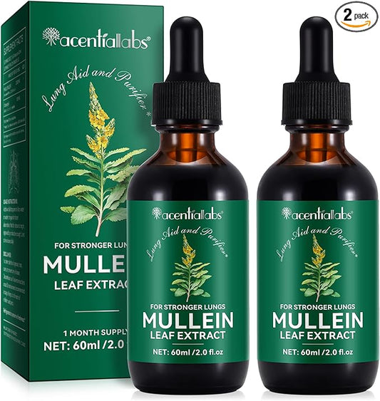 Mullein Leaf Extract for Lungs,Mullein Drops for Lungs,Mullein Chlorophyll Drops for Lungs,Mullein Herbal Supplements with Chlorophyll (2Pack)