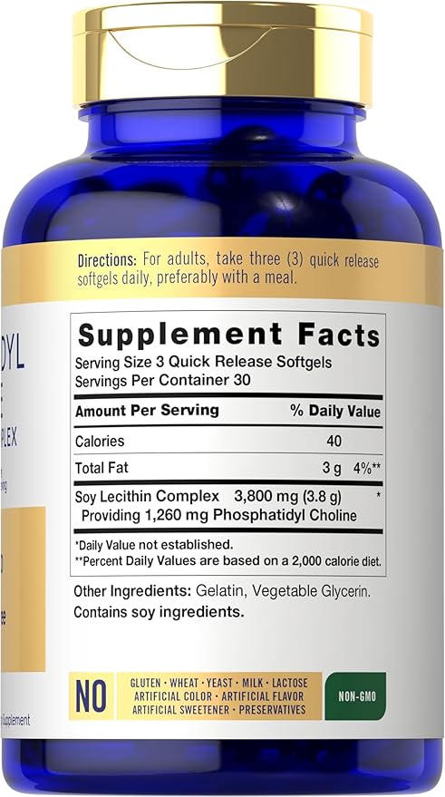 Carlyle Phosphatidyl Choline Supplement | 3,800mg | 90 Quick Release Softgels | Non-GMO & Gluten Free