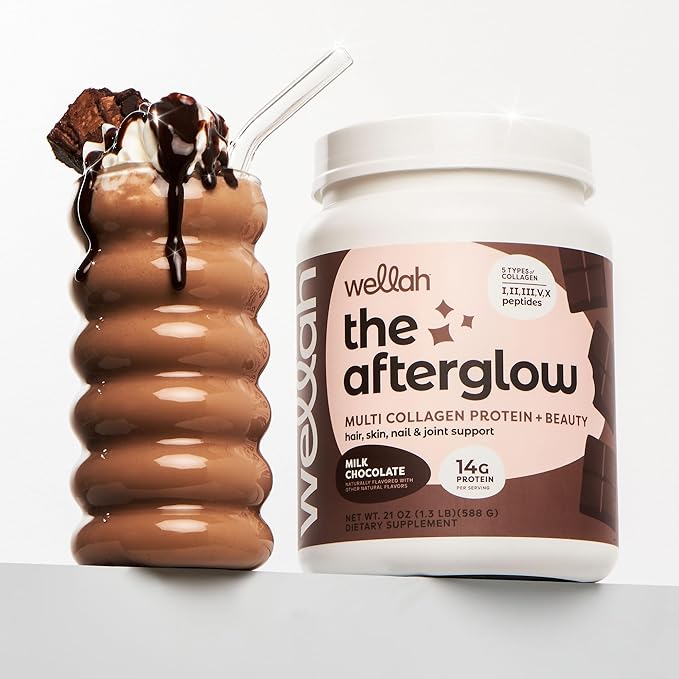 The Afterglow Multi Collagen Protein + Beauty (30 Servings, Chocolate) - Hair, Skin, Nail & Joint Support - Non-GMO & Gluten Free