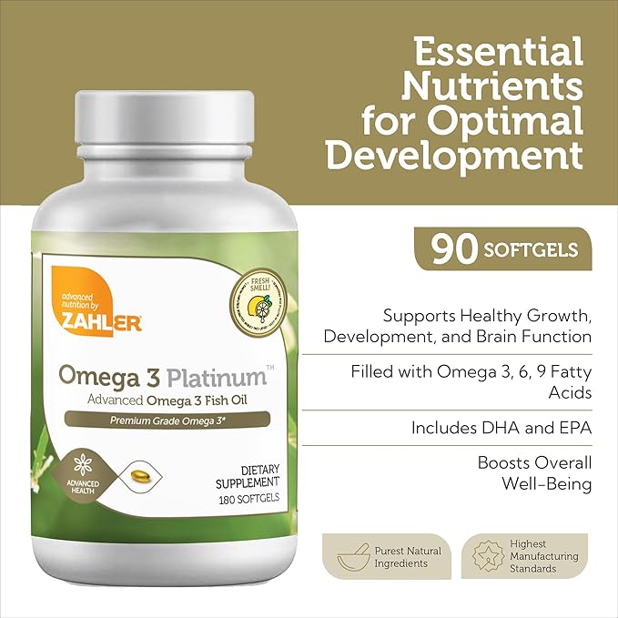 Zahler Omega 3 Fish Oil - Omega 3 Supplements with Omega 3 Fatty Acids, 600 mg EPA and 400 mg DHA - Omega3 Fish Oil Supplements Derived from Kosher Tuna - Supports Brain & Heart Health (180 Softgels)