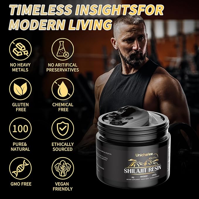 Shilajit Resin for Men and Women, Pure Himalayan Organic 100% Shilajit Natural Resin Mineral Holistic Health Supplements with 85+ Trace Minerals & Fulvic Acid for Energy -60g