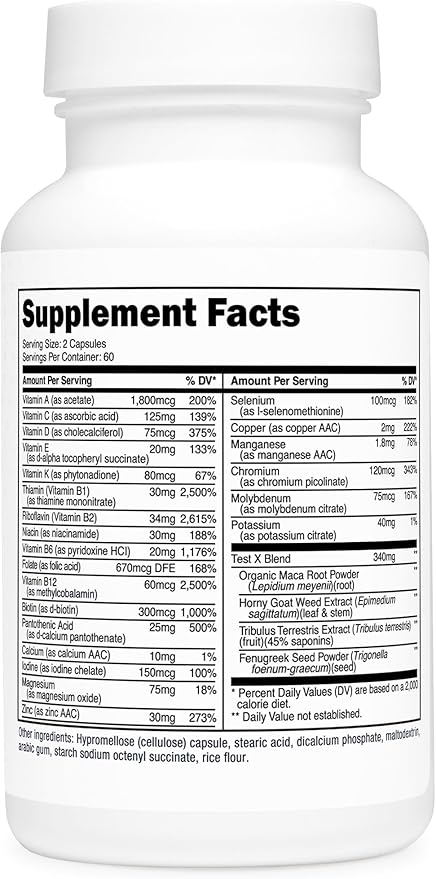 Type Zero Multivitamin Capsules for Men (120 Capsules) (1200 mg) - Gluten-Free, 60 Servings