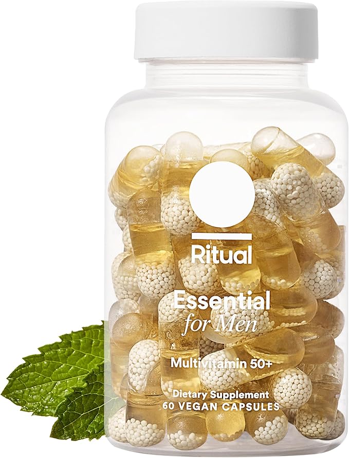 Ritual Multivitamin for Men 50+, Vegan, with Zinc, Vitamin A and D3 for Immune Function Support*, Omega-3 DHA, B12, K2, Gluten Free, Non-GMO, Mint Essenced, 30 Day Supply