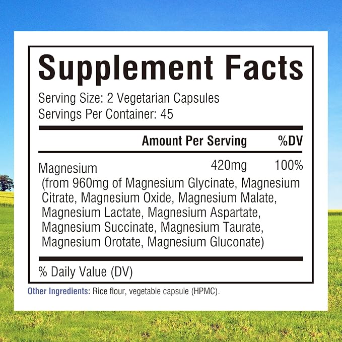 Innate Vitality 10-in-1 Magnesium Complex, 420mg Elemental Mag per Serving, 100% DV, High Potency, Full Spectrum, Non-GMO, Digestion, Energy Support, 90 Vegan Caps