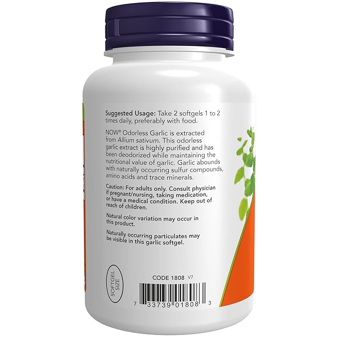 NOW Odorless Garlic Original, 250 Softgels (Pack of 2)